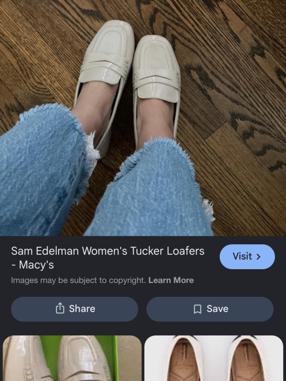 Sam Edelman Cream Patent Leather Tucker Loafers